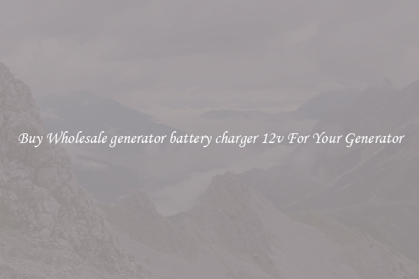 Buy Wholesale generator battery charger 12v For Your Generator