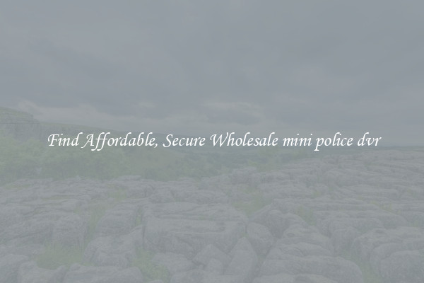 Find Affordable, Secure Wholesale mini police dvr