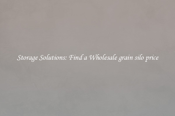Storage Solutions: Find a Wholesale grain silo price