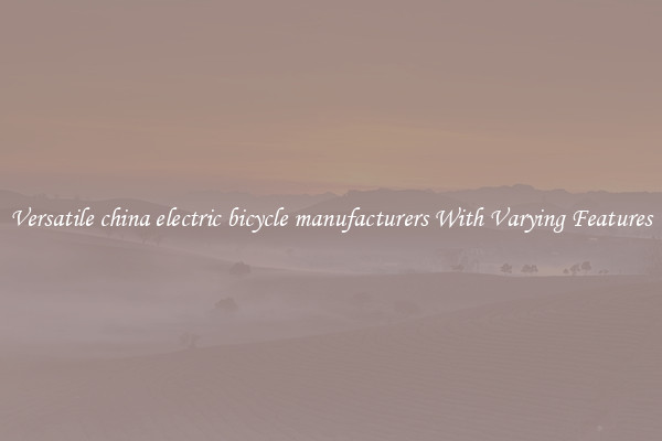 Versatile china electric bicycle manufacturers With Varying Features